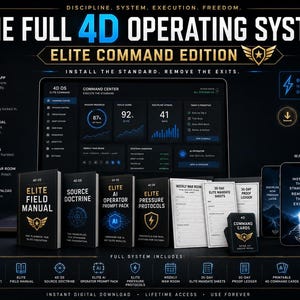 Peut inclure: Le Full 4D Operating System Elite Command Edition comprend un tableau de bord numérique, des manuels de terrain imprimés, une doctrine source, des packs d'invites, des protocoles de pression, des cartes de commande et des fonds d'écran.