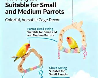 Columpio de pájaro arcoíris hecho a mano, juguete masticable de madera Cloud Parrot para periquitos y cacatúas, accesorios de decoración para jaulas colgantes, regalo para amantes de las aves.