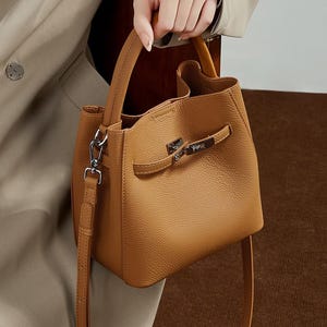 Top-Grain Leather Handbag for Women, Shoulder Tote Purse Top Handle Bag, Everyday Gift Her