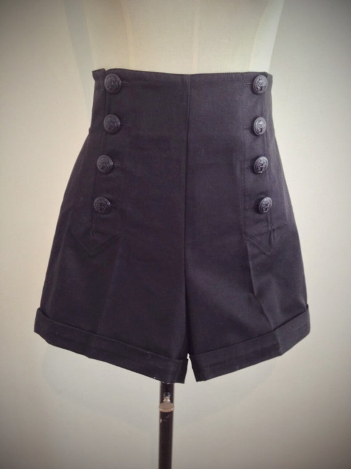 BLACK SAILOR SHORTS high waist 1940's style swing pants. | Etsy