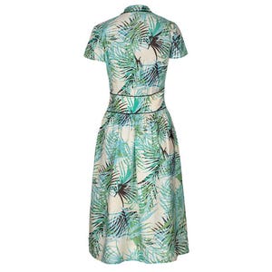 Dina, 40s Dress Style, Palm Tree Print, Vintage inspired shawl collar. image 5