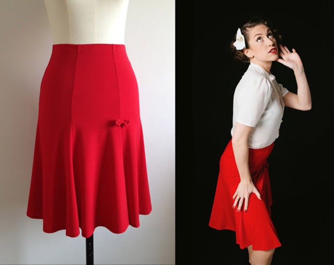 RED TRUMPET SKIRT/ 1940s Style / Lindy Hop Skirt / Swing Skirt Etsy