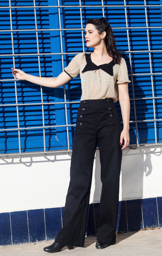 BLACK SAILOR PANTS High Waist Black 