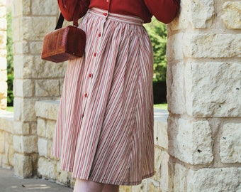 Red striped Skirt, Vintage inspired