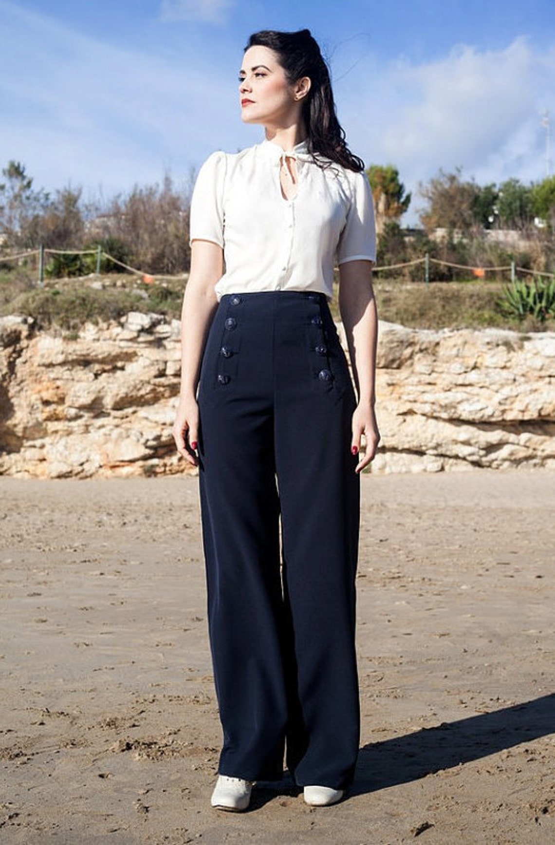 BLACK SAILOR PANTS High Waist Black 1940's Style Swing Etsy