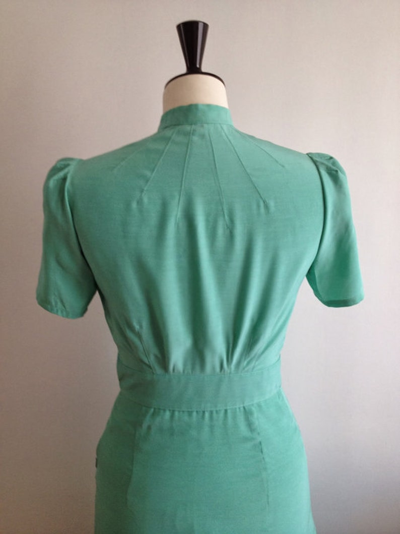 1940s Dress/ Mint Green Dress/ Mandarin Collar/ 40s Reproduction/ww2 - Etsy