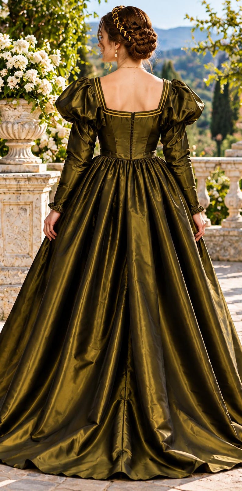 Yellow Renaissance Dresses Custom Renaissance Fair Dress, Square Neck, Puff Sleeve Gown - Etsy