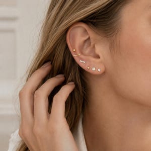 6 Piece Stud Earrings Set, Minimalist Gold Earrings, Tiny Dainty Ear Stack Earrings, Multiple Piercing Jewelry, Gift for Her