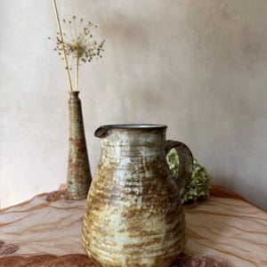 Aardewerken kan in crème en bruin, Vallauris Pottery van Alexandre Kostanda, jaren 60.