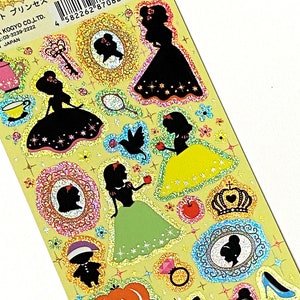 Hoja de pegatinas Kawaii Japón Surtido: Tsuchiya PRINCESA SILUETA Holográfica Carruaje Zapatilla Cenicienta Elegante Muy Brillante Multidimensional