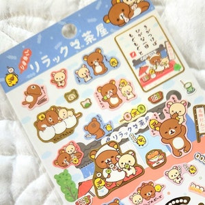 Kawaii Japan Rare Sticker Sheet Assort: Rilakkuma TEA HOUSE Pink Costume Bear Snacks Mochi Rice Cakes Rest Summer Korilakkuma Little Bird