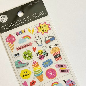 Cute Mind Wave Japan Sticker Assort: Schema Seal Series OMG Rainbow Party Holiday Chilling Gratis Fun Fun Fun Fun