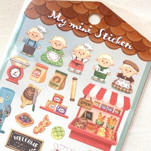 Adesivo Kawaii Giappone: Il mio mini adesivo Play SHEEP BAKERY Pane Panettiere giapponese Famiglia Pasticceria Set da gioco per bambole di carta vintage Feel Village