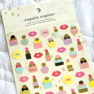 Kawaii Mind Wave Japan Paper Sticker Sheet: Copain Copine Series MAKE UP Cosmetische Lippenstift Parfum Girly Kiss Puff Diy decoraties schema