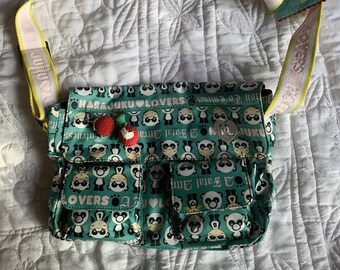 NEW Vintage Gwen Stefani Harajuku Lovers Panda Doll Print Bag New Un-used with Tag 2000s Teal Mint Green Kawaii Culture Pastel