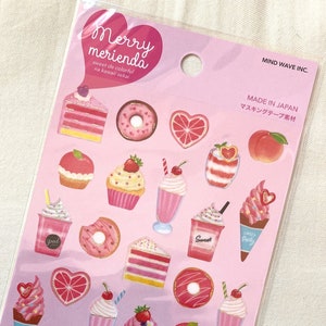 Kawaii Mind Wave Sticker Sheet: Merry Merienda - Color Story Fruit PINK - Lemonade Barista Beverage Drink Cake Lemon Grapefruit Ice Cream