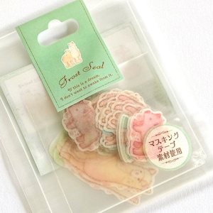 Kawaii Japan Sticker Flakes Assort: Frost Seal Series - MINT - FUZZY FARM Masking Tape Tracing Paper Sheep Lam Alpaca Pastorale Goat Pig Z