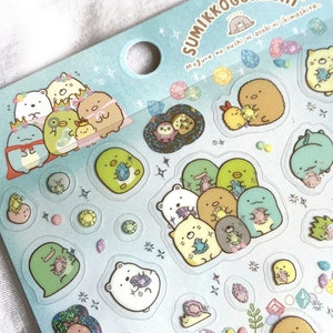 Folha de adesivos J Kawaii Japão: 2020 AZUL San-x SUMIKKO Gurashi Playtime com Mole Gem Stone Holo Material Detalhe Brilhante Treasure Playtime