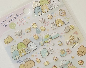 J Kawaii Japan Sticker Sheet Assort: Sumikko Gurashi 2022 Puppy Craft Party Fancy String Friends Gold Shiny SE52602