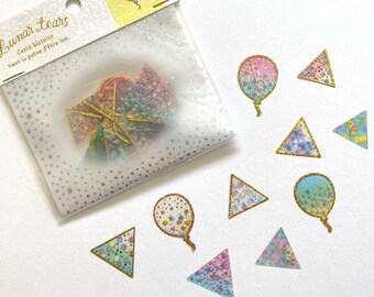 Kawaii Japan Sticker Flake Qlia Lunar Tears Holographic Clear Fancy Gold Flat Sticker Flakes