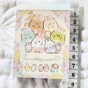 Kawaii Japan Mini Memo Notizblock: San- x Sumikko Gurashi Spring Elegantes Häschen Floral GRUPPENPORTRAIT