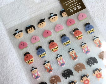 Japanese Textured Washi Paper Sticker Sheet Nippon Ippai Series LEGEND Collection MOMOTARO KAGUYA Urashima Taro Classic Story Character