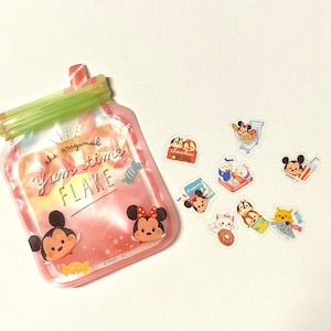かわいいステッカー 日本のフレークアソート: ディズニー ツムツム キャラクター パーティー ヤムタイム ミッキー ミニーマウス ドナルド デイジーダック チップデール マリー プーさん