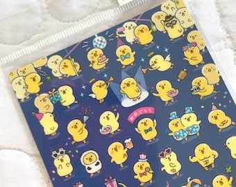 Kawaii Japan Sticker Sheet: Piyokomame Baby CHICK 2 BLUE Variety Calendar Schedule Dance Restaurant Party DJ Stage Show Cultural Japanophile