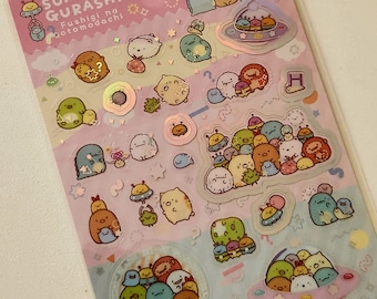 J Kawaii Japan Sticker Sheet Assort: Sumikko Gurashi 2023 UFO Craft Party Fancy String Friends Holographic Shiny Fushigi na Otomodachi