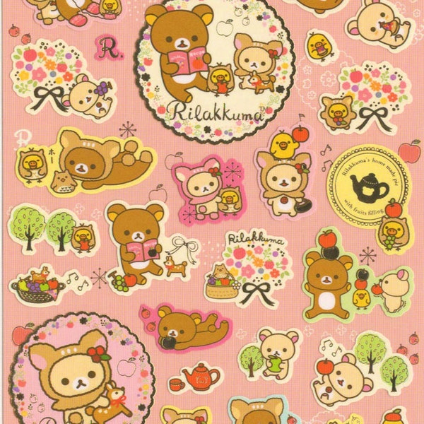 Kawaii Japan Aufkleber Blatt einzusortieren: Rilakkuma Picknick Serie Pink