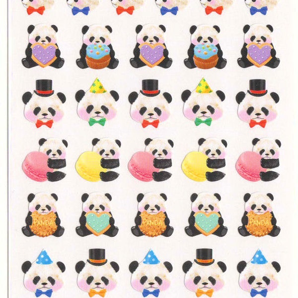 Kawaii Japan Sticker Sheet Assort:  So Simple Seal Baby Pandas Cubs Sweets Z