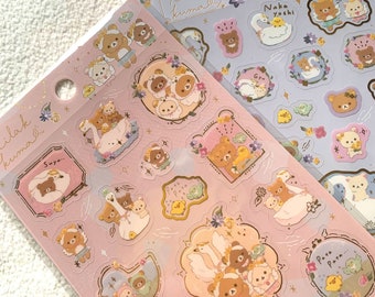 J Kawaii Sticker Sheet Assort: Sanx Rare Rilakkuma 2022 SWAN Dance Kiirotori Chairokoguma Korilakkuma Elegant Pink Blue Pastel  5702x