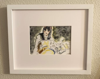 Portraits rock - aquarelle originale M. Autio CUSTOM M. Autio, choisissez la taille OOAK J Rock Glam batteur musicien des années 80