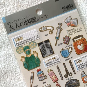 J Kamio Japan Texture Crinkle Washi Sticker: Encyclopedie voor volwassenen ZIEKENHUIS TECH Technologie Röntgen MRI Chirurgisch gereedschap Medicijnen Ontdekken Chirurg
