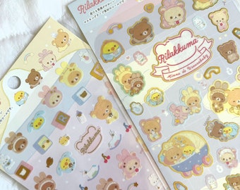 Kawaii Sticker Sheet Assort: Sanx Rare Rilakkuma 2021 Baby Bunny Kiirotori Chairokoguma Korilakkuma Picnic Kids 5230x RARE