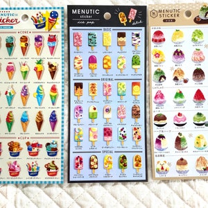 Kawaii Japan Sticker Sheet: Menutic Cafe Frozen Dessert Series Colorful Ice Cream Japanese Shaved Ice Kakigori Ice Pop Fruity Summer image 2