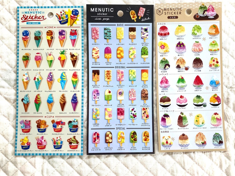 Kawaii Japan Sticker Sheet: Menutic Cafe Frozen Dessert Series Colorful ...