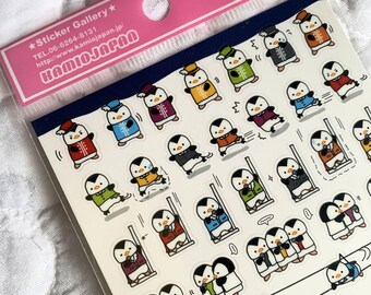 Assortiment de feuilles d'autocollants Kamio Japon PINGOUINS VARIÉS Coloré Audacieux Uniformes simples Antiquités Doodle Rencontre sportive