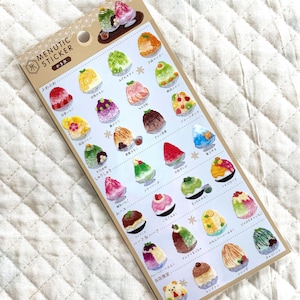 Kawaii Japan Sticker Sheet: Menutic Cafe Frozen Dessert Series Colorful Ice Cream Japanese Shaved Ice Kakigori Ice Pop Fruity Summer Shaved Ice