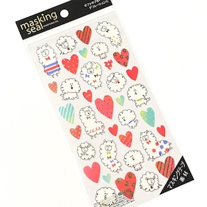 Folha de adesivos RAROS Kawaii Japão: Selo de mascaramento de bolinhas flor corações alpaca ovelhas para decorações DIY artesanato em resina planejador de programação Z