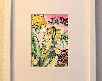 Ooak Original ou impression X JAPAN Yoshiki MV Jade - clip vidéo 2011 - Inspiré du couple romantique Jade réel, peinture aquarelle à l'encre