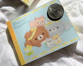 Kawaii japon Mini bloc-notes San x Chairoguma 2021 pissenlit pique-nique hamster loup prairie fête printemps fleur des bois
