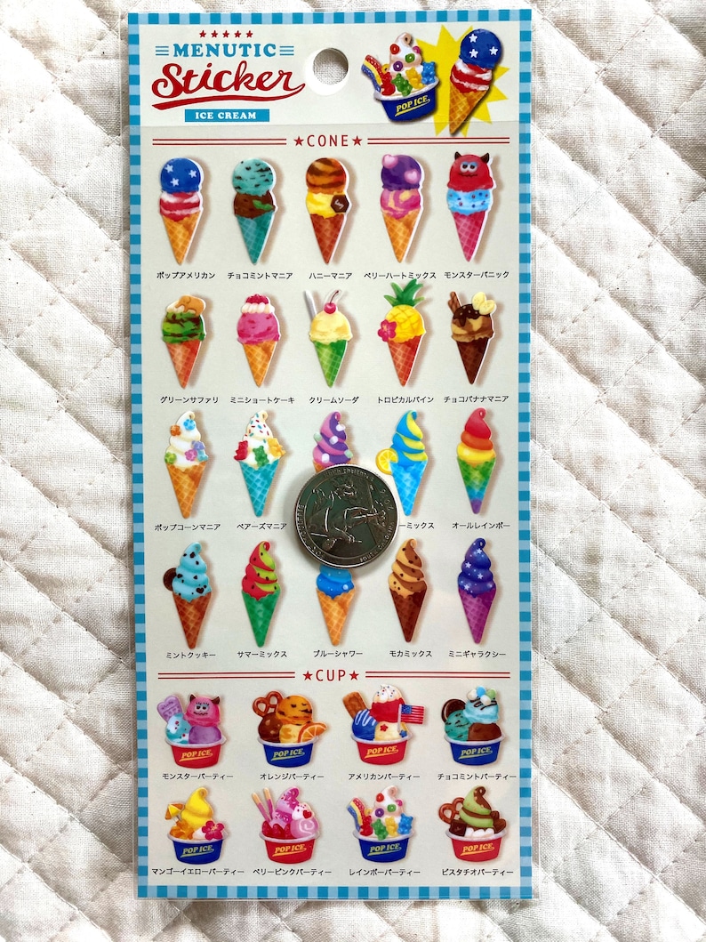 Kawaii Japan Sticker Sheet: Menutic Cafe Frozen Dessert Series Colorful Ice Cream Japanese Shaved Ice Kakigori Ice Pop Fruity Summer image 4