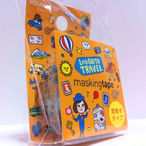 Kawaii Japan Deco Masking Tape: Runde Top Serie Let's Go to Travel World Tour Guide Kamera Motiv Sehenswürdigkeiten Schloss Sommer