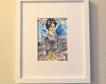 Des portraits qui font vibrer - IMPRESSION ou peinture aquarelle originale M. Autio personnalisée, choisissez la taille OOAK J Rock Masao at the Bay