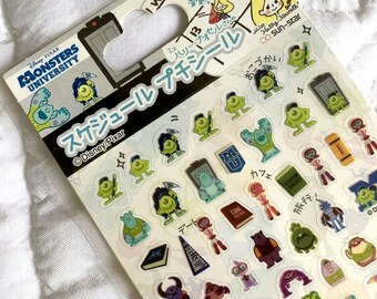 Japan Sticker Sheet Assort: MINI POINT Disney Pixar Monsters University Mike James Johnny Fraternity Character Schedule Planner Stickers