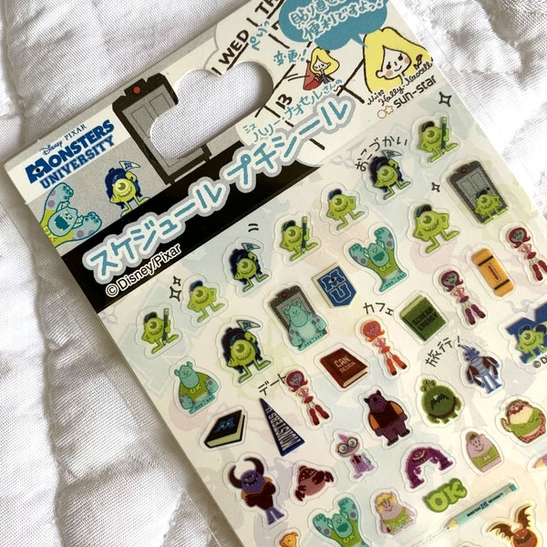 Japan Sticker Sheet Assort: MINI POINT Disney Pixar Monsters University Mike James Johnny Fraternity Character Schedule Planner Stickers