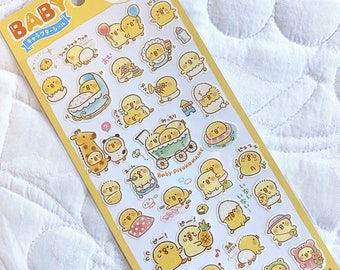 NOVELTY Japan Sticker Sheet Assort:  BABY Piyokomame Love Adorable Design Cartoon Daily Activity Work Costume Cheer up Chick Pastel