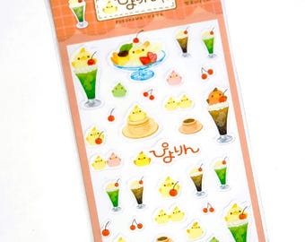 Assortiment de feuilles d'autocollants J Rare Japon : BÉBÉ Piyorin Furukawa Love Adorable Design Dessin Animé Bonbons Café Costume Encourager Poussin Pastel