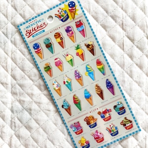 Kawaii Japan Sticker Sheet: Menutic Cafe Frozen Dessert Series Colorful Ice Cream Japanese Shaved Ice Kakigori Ice Pop Fruity Summer Ice Cream